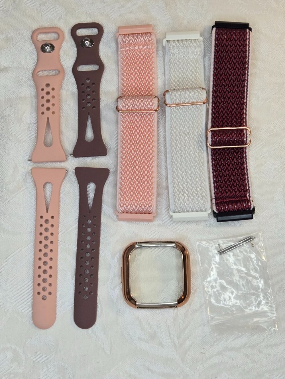 Bundle of 5 Fitbit Versa2 Bands and 1 Rose Gold Screen Protector